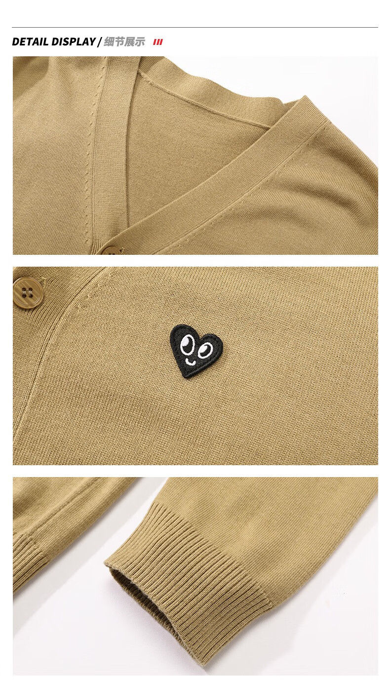 查尔斯桃心 基础款爱心logo休闲开衫针织衫 男女同款 深花灰 s【图片