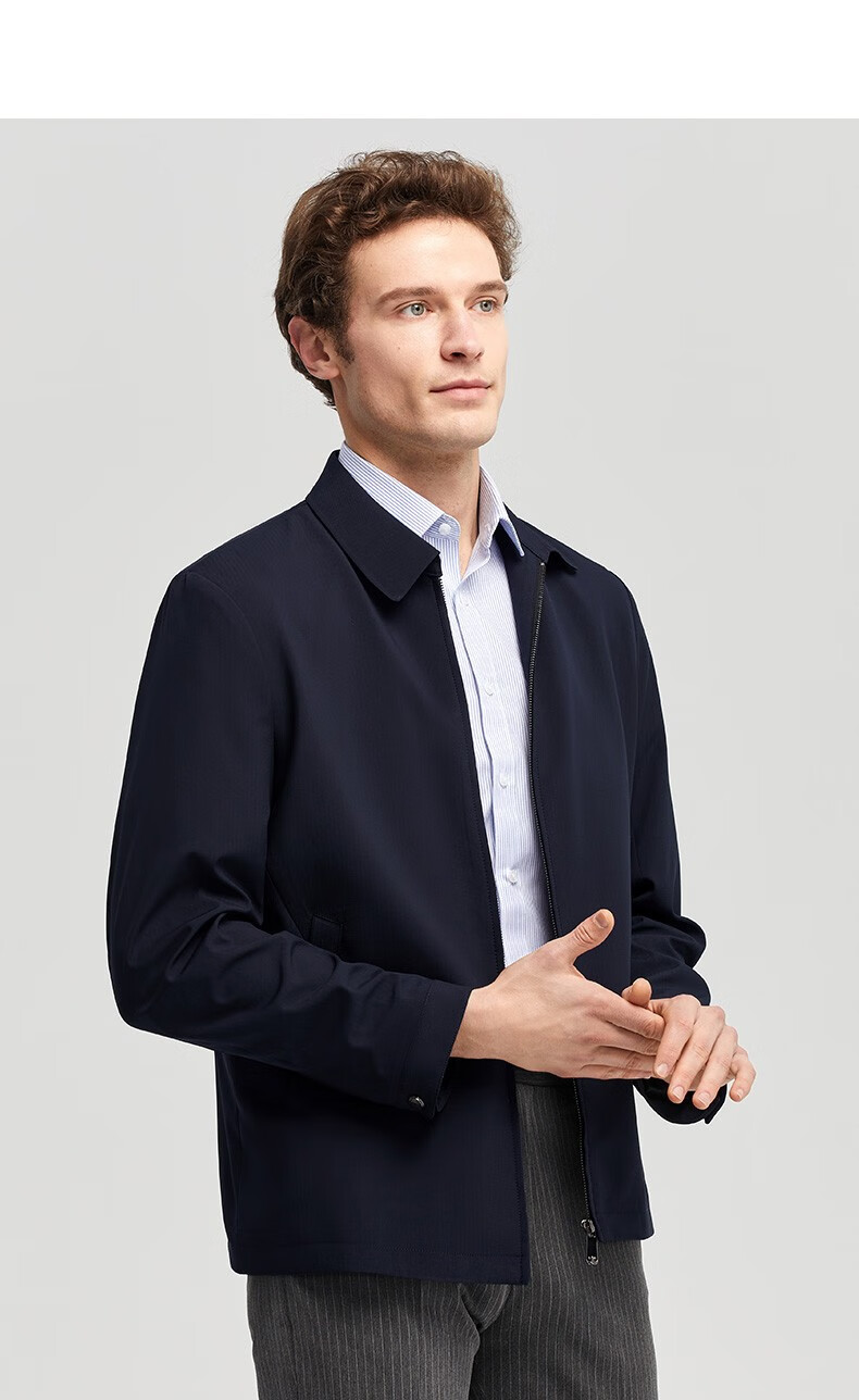 罗蒙休闲夹克男2022春季新款男士纯色百搭外套中老年爸爸装商务休闲