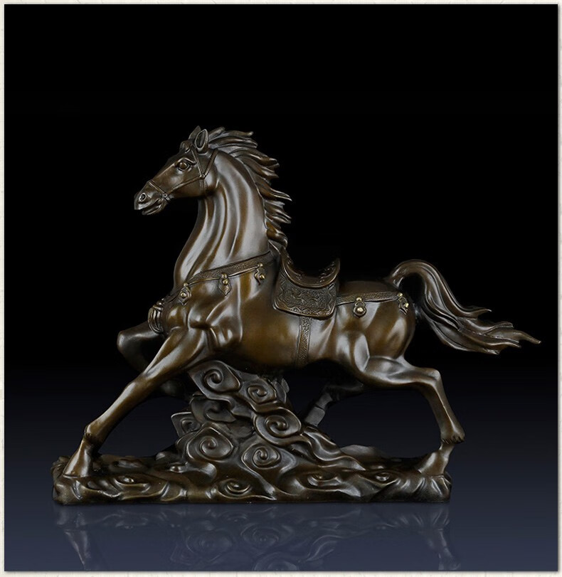 唯艺思佳 纯铜马到成功摆件祥云马家居饰品工艺品书房