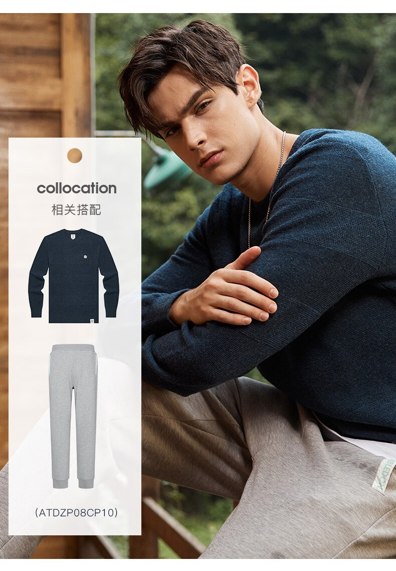 【phiz系列】哈吉斯hazzys 秋冬新品羊毛衫男活力品质柔软条纹针织衫