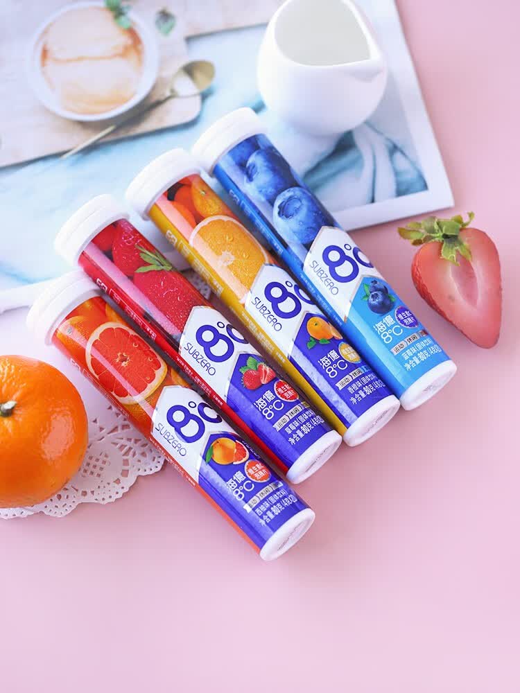 海亿8度维生素c泡腾片儿童成年汽水vc维他命水果味冲泡片固体饮料二支