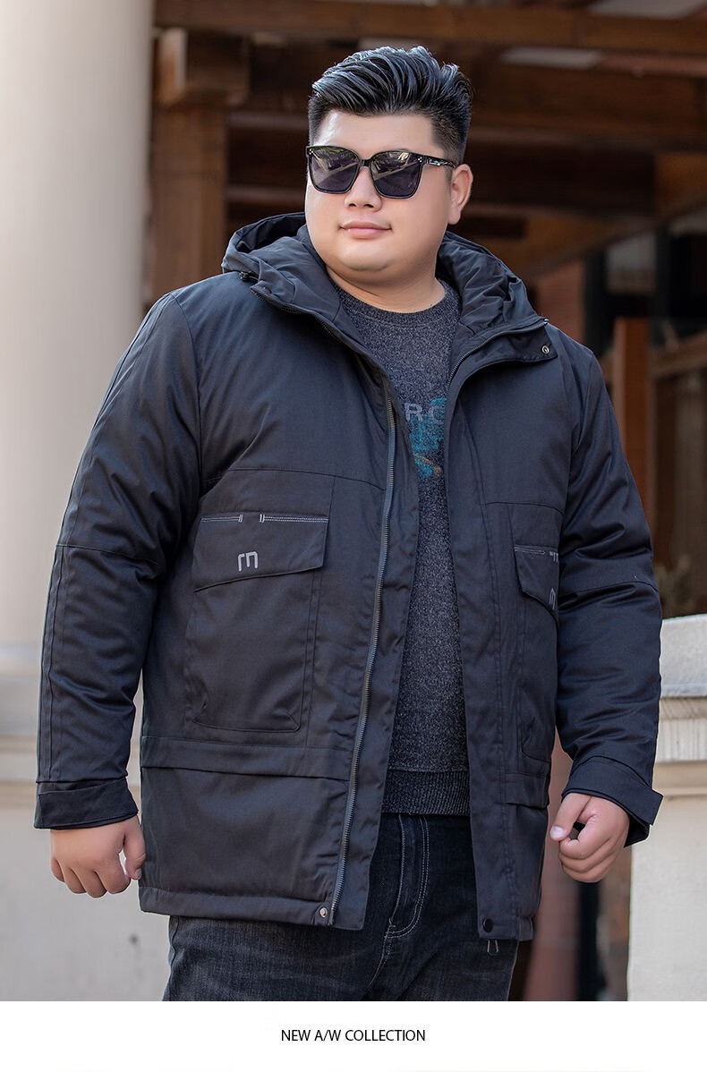 贵族男装冬季大码棉衣男宽松加厚连帽棉袄青年胖子加肥加大迷外套潮胖