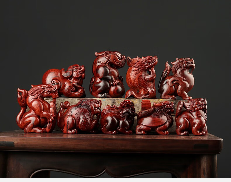 紫檀木雕工艺品瑞兽湘工纯手工雕刻小件装饰品 龙之九子·螭吻【图片