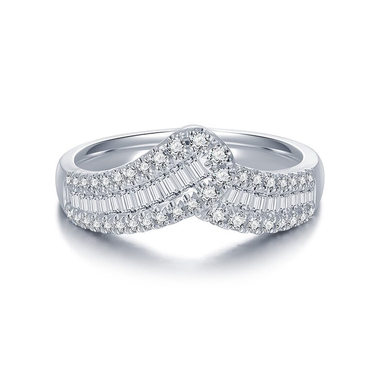 新年礼物tsl谢瑞麟璀璨星河系列18k金钻石戒指女时尚方形排钻钻戒t方