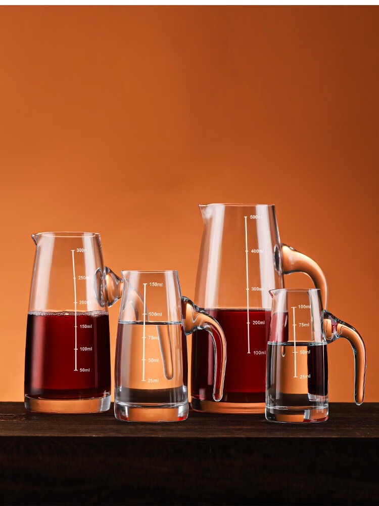 摩森水晶白酒分酒器套装分酒壶公道杯带刻度洋酒分酒器直身分酒器100