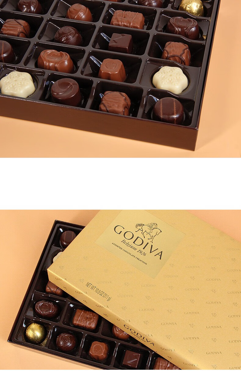 godiva 歌帝梵金装混合口味夹心巧克力礼盒装27颗 311g圣诞节礼物送
