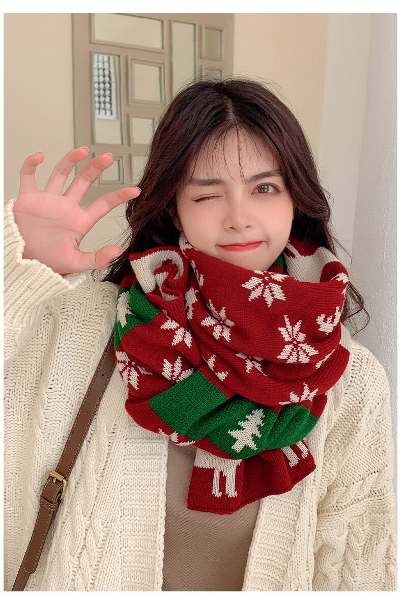 新年礼物温璞圣诞围巾女冬季高级感百搭红色ins潮生日礼物学生保暖