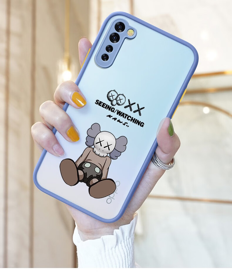 可不可 opporeno3手机壳磨砂reno3pro硅胶软保护套5g全包镜头防摔撞色