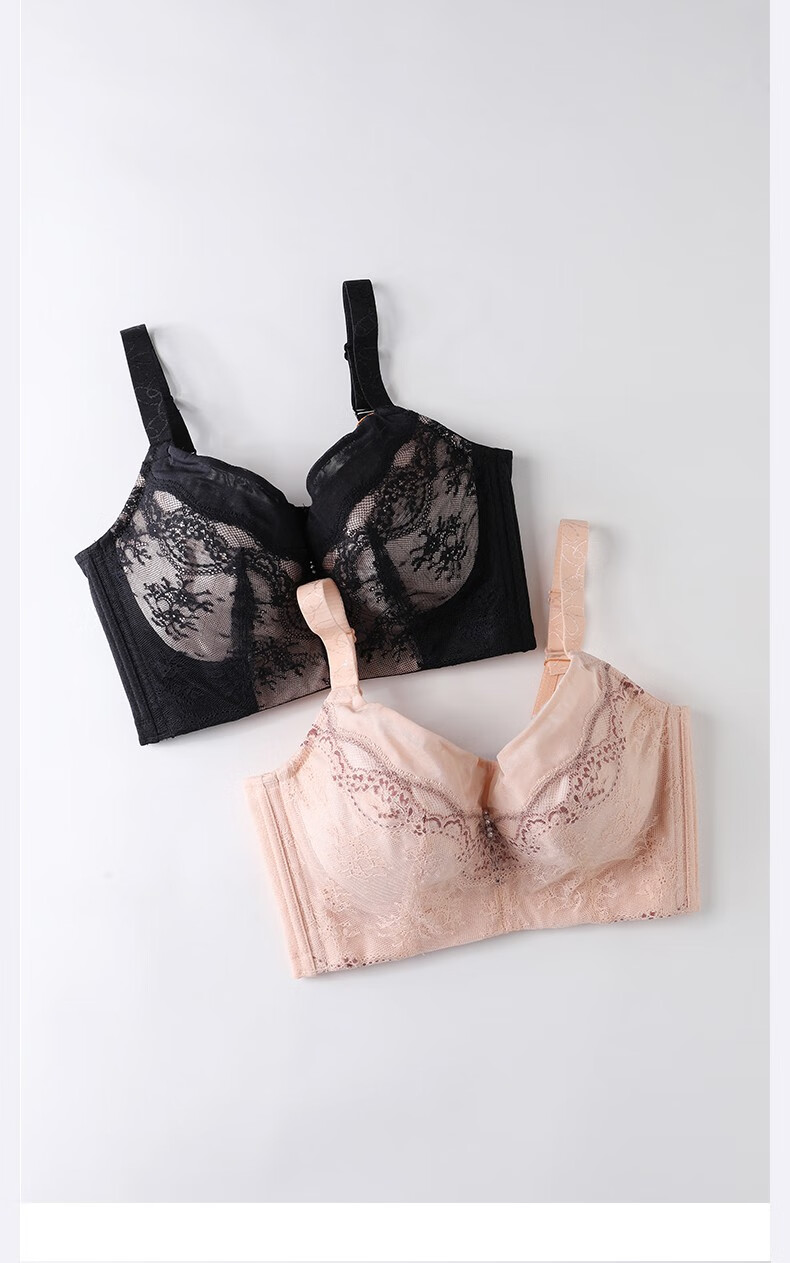 商场同款茜施尔性感内衣女薄款蕾丝文胸大胸显小美背胸罩杏色75e