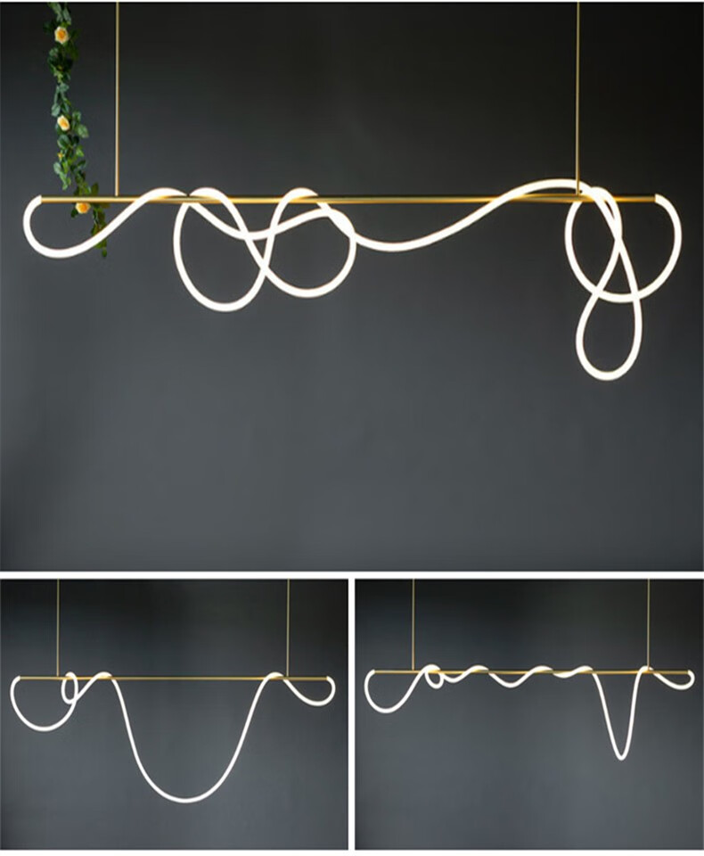 北欧极简几何led线条吊灯艺术设计师样板房简约后现代创意个性长条