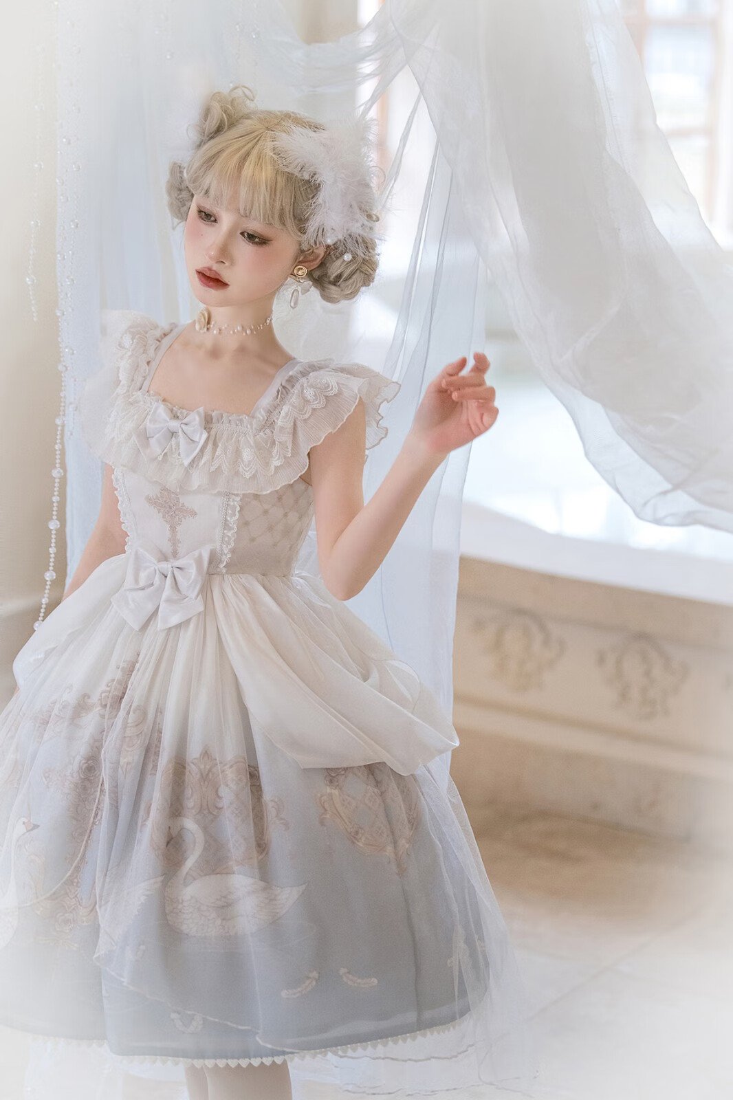 法莎尼亚frshaniah天鹅舞者洛丽塔日常jsk轻甜美公主华丽吊带裙春夏