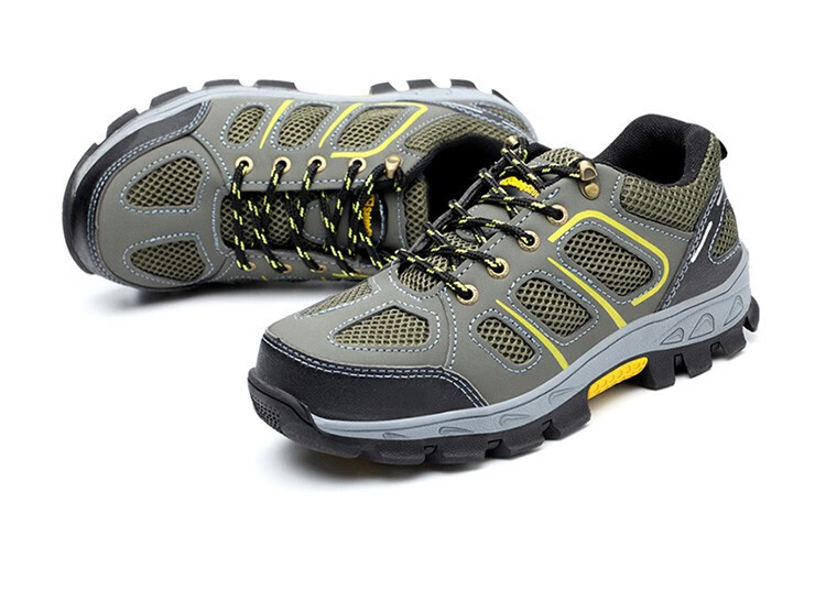 旭昊劳保鞋男夏季透气轻便防砸防刺软底钢包头工地工作军绿色38