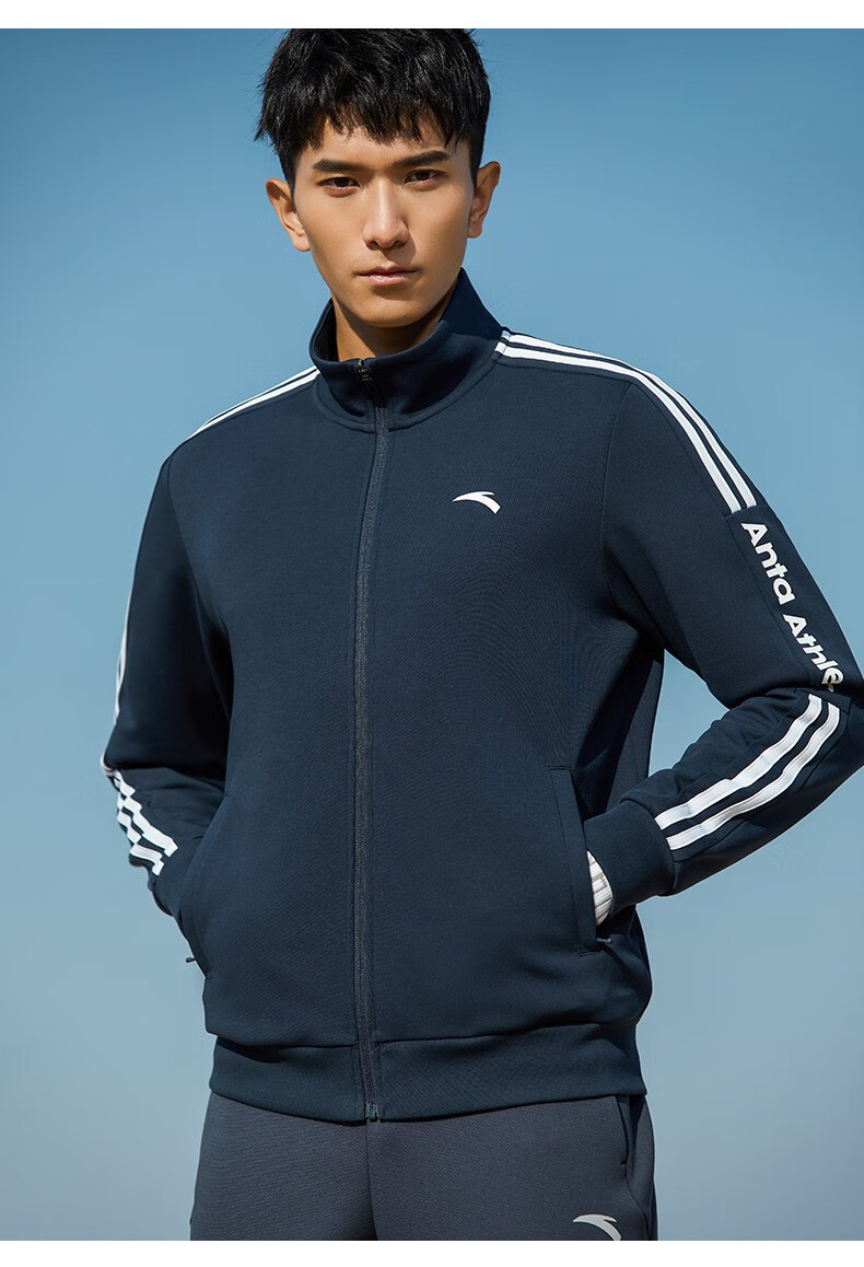 商场同款安踏运动外套男夏季新品针织立领休闲长袖上衣男士开衫卫衣