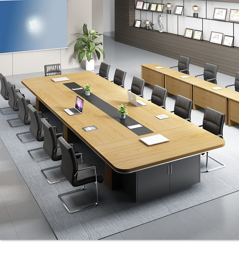 格之木大型会议桌长桌椅组合20人办公桌简约现代板式椭圆形会议桌开会
