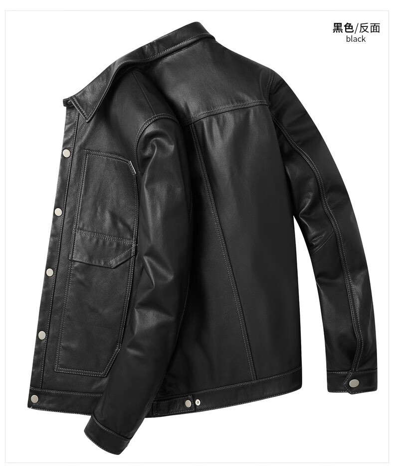 prr皮衣男软头层纯小牛皮短款薄修身韩版帅气海宁真皮机车夹克外套潮