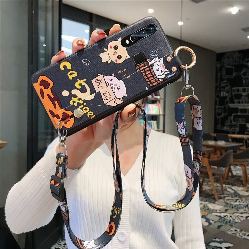 bulons vivo y3手机壳 vivo y3s腕带支架保护套u3x斜挎男女款斜挎软套