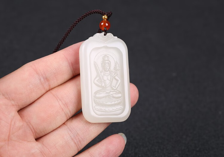 玉等我 和田玉虚空藏菩萨吊坠玉佩羊脂玉牌挂件【图片 价格 品牌 报价