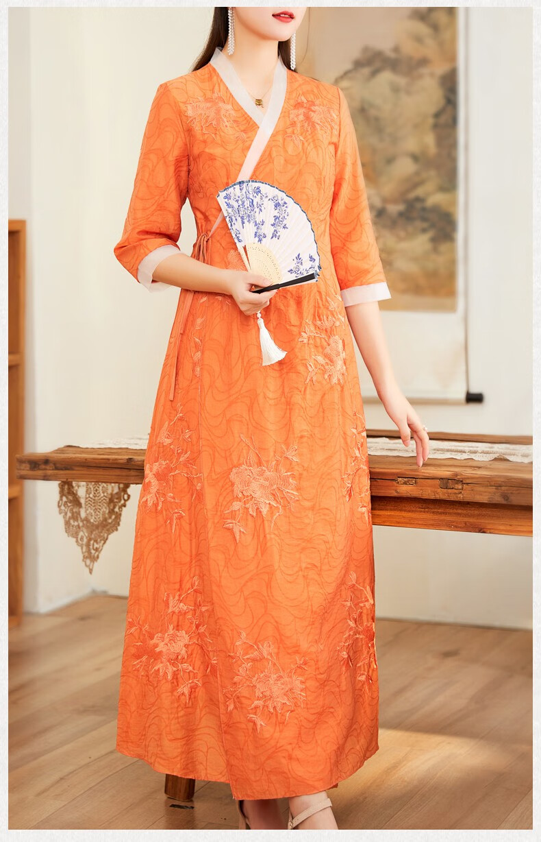 欧迪鸟品牌女装气质连衣裙女神范2022新款仙气浪漫古装汉服温柔风长款