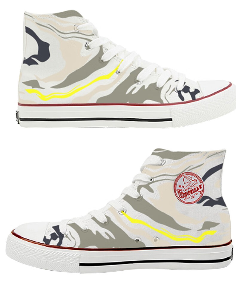 回力高帮帆布鞋男手绘涂鸦板鞋爆改联名囯潮休闲鞋新款diy创意中国风