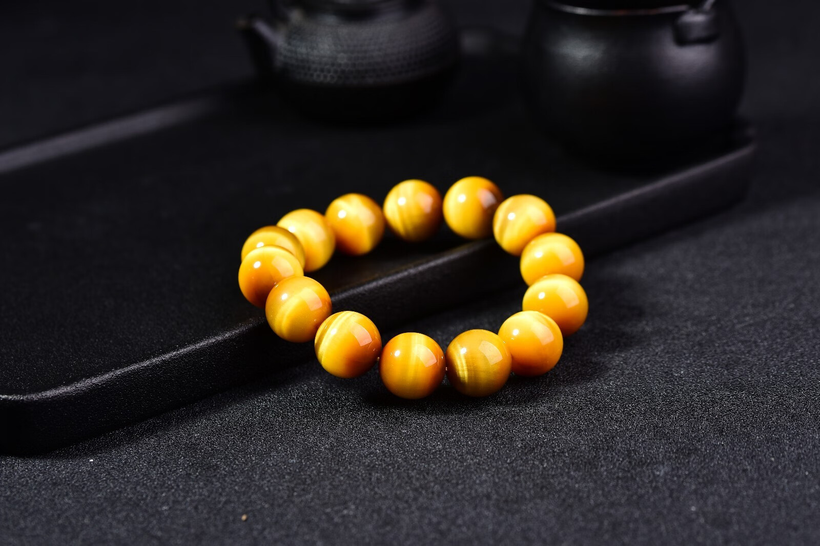 奕静天然金虎眼石手链转运珠女男款虎睛石手串粒粒精选色泽金黄精品级