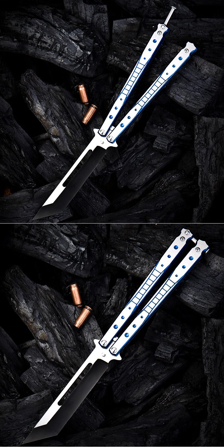 煌利户外全钢七孔新手入门级初学者小刀耍刀没开刃蝴蝶练习梳子刀荒野