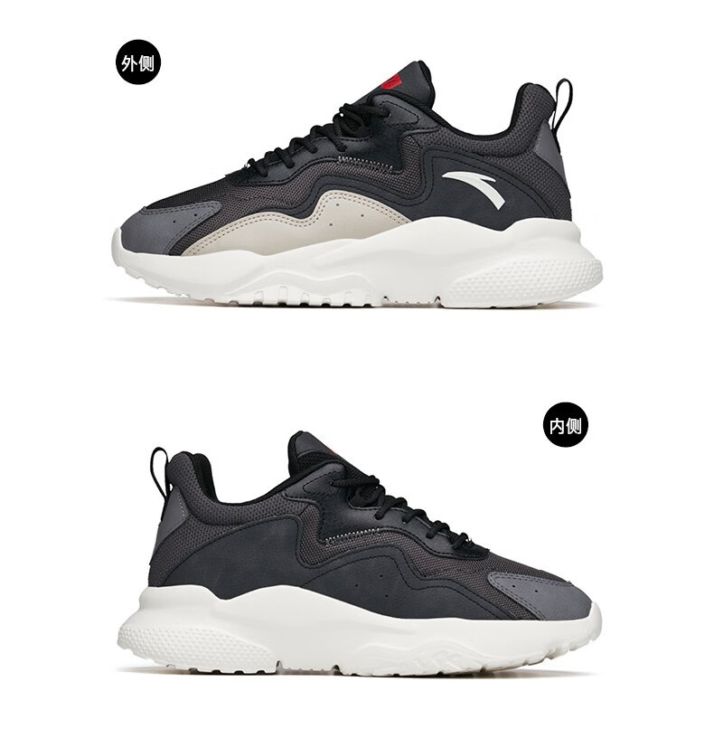 安踏男鞋跑步鞋2021冬季新品男士网面软底增高舒适休闲鞋子潮男运动鞋