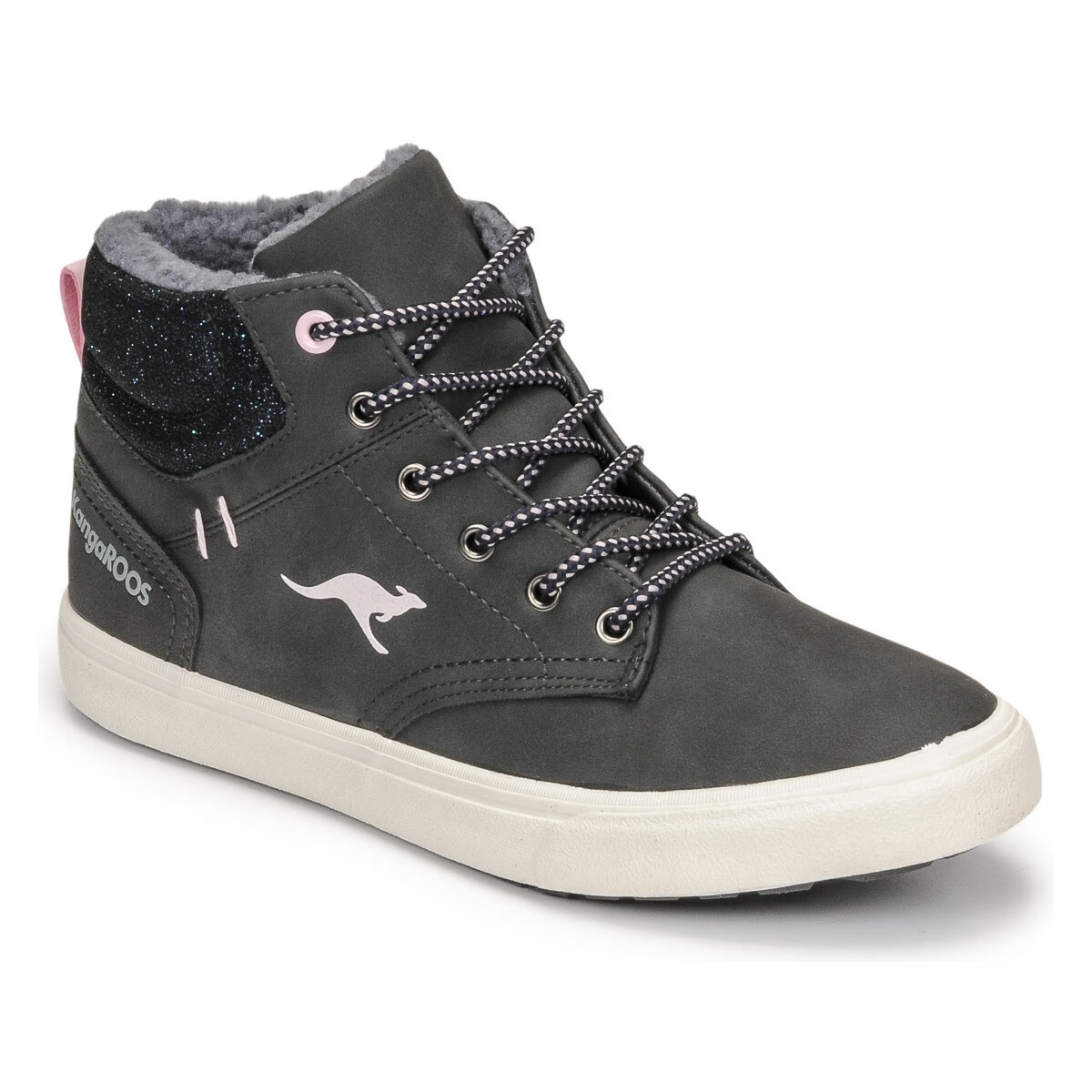 kangaroos袋鼠时尚女鞋休闲运动高帮板鞋球鞋圆头灰色秋冬季新款舒适