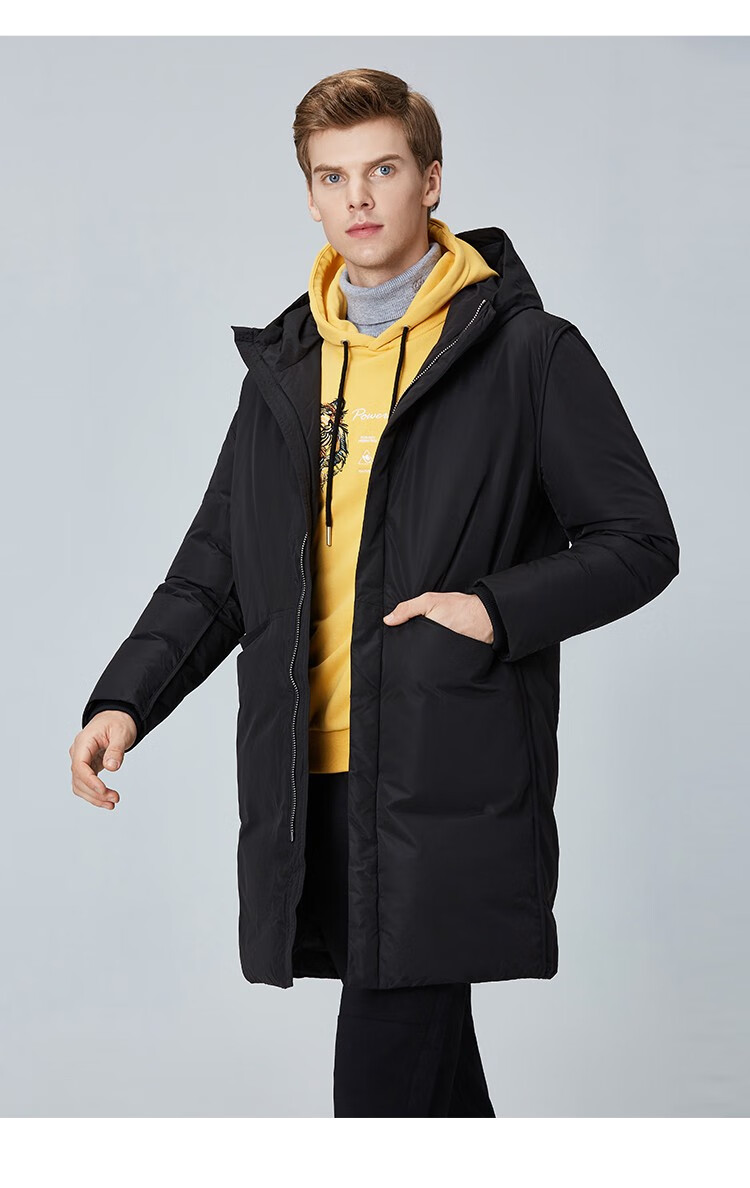 与狼共舞男装羽绒服冬款时尚保暖加厚长款羽绒外套90096075310203军绿