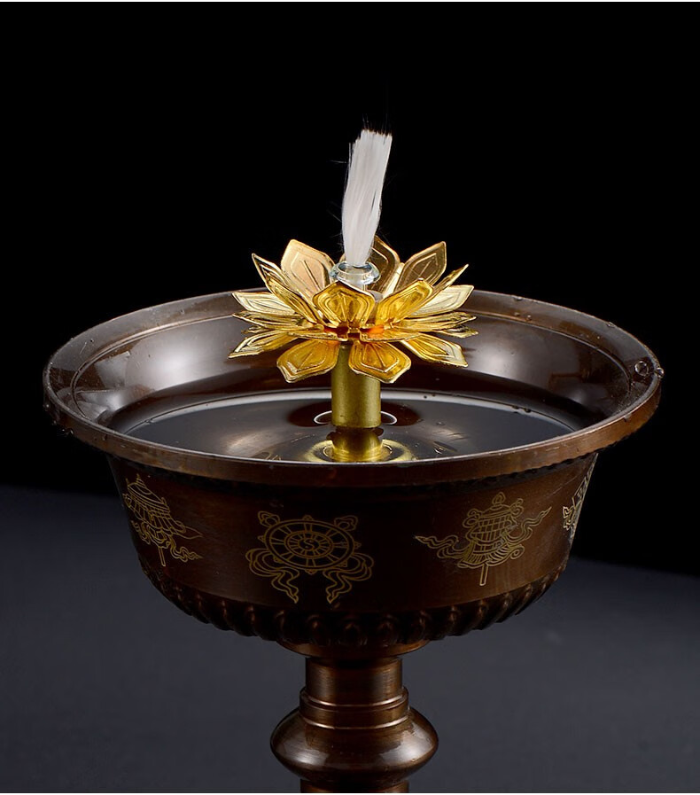 艺巅吉彩 莲花灯芯架 佛教用品可伸缩液体酥油灯座可调光防风铜供灯架