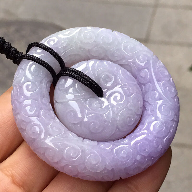 翡翠紫罗兰大母子扣吊坠缅甸天然翡翠玉石挂件珠宝首饰项链玉佩玉器