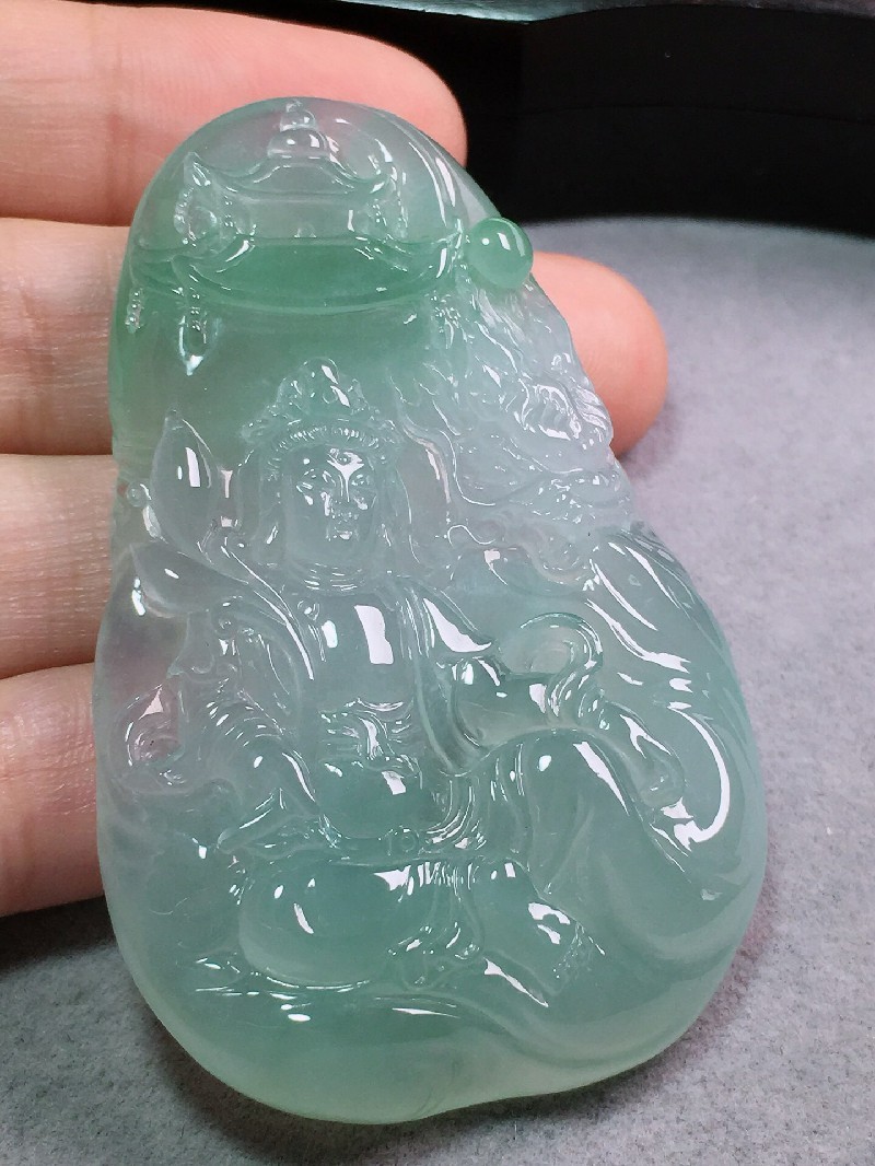 绿翠天成翡翠冰种底色御龙观音吊坠缅甸a货翡翠送礼送男友生日礼物男