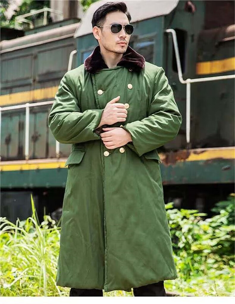 老军大衣 保安冬大衣棉大衣冬季加厚加长款防寒保暖劳保黄大衣 可拆卸