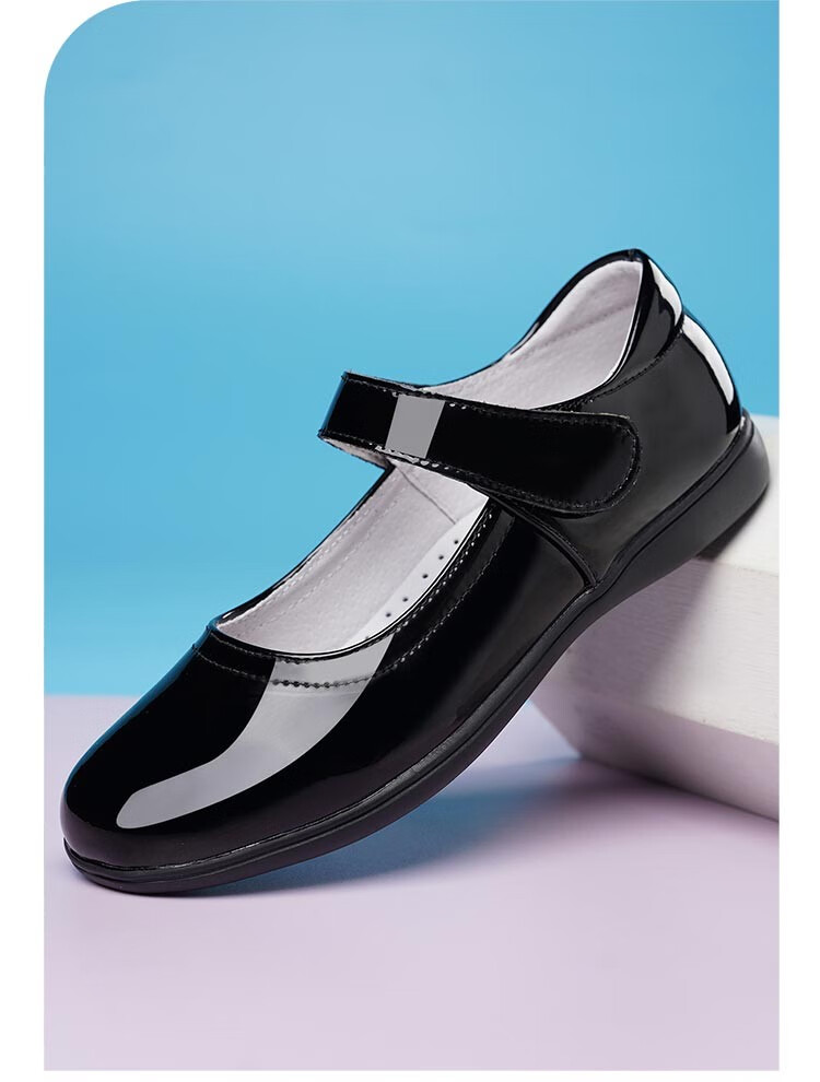 郑童鞋女童黑色皮鞋真皮公主鞋单鞋儿童春秋牛皮软底黑色学生童鞋女