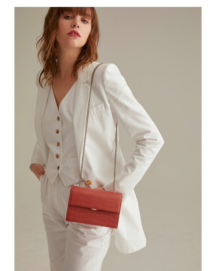 新年礼物jessiejane女包链条小方包2791鳄鱼纹小香风单肩包斜挎包灰