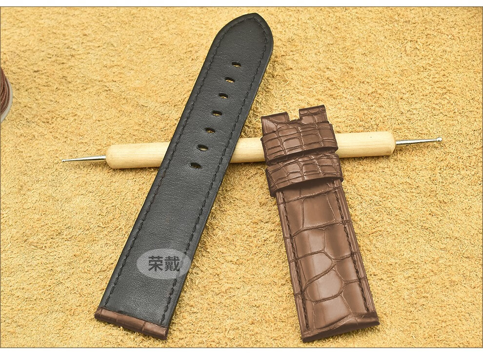 适用于沛纳海潜行手表带pam00616pam00682美洲双面鳄鱼皮真皮表带男