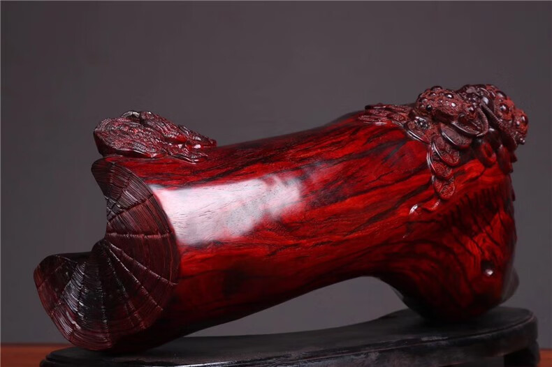 鸢苏 印度小叶紫檀木雕三足金蟾横财摆件手工精雕刻办公室书房桌面