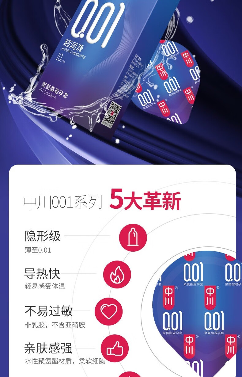 中川001 003聚氨酯避孕套 0.01 0.