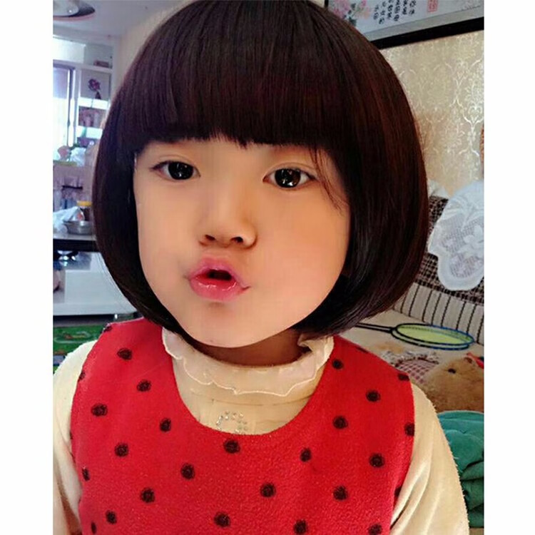 韩版儿童假发女宝宝短发女童婴儿假发小孩假发公主假发套bobo头套 黑5