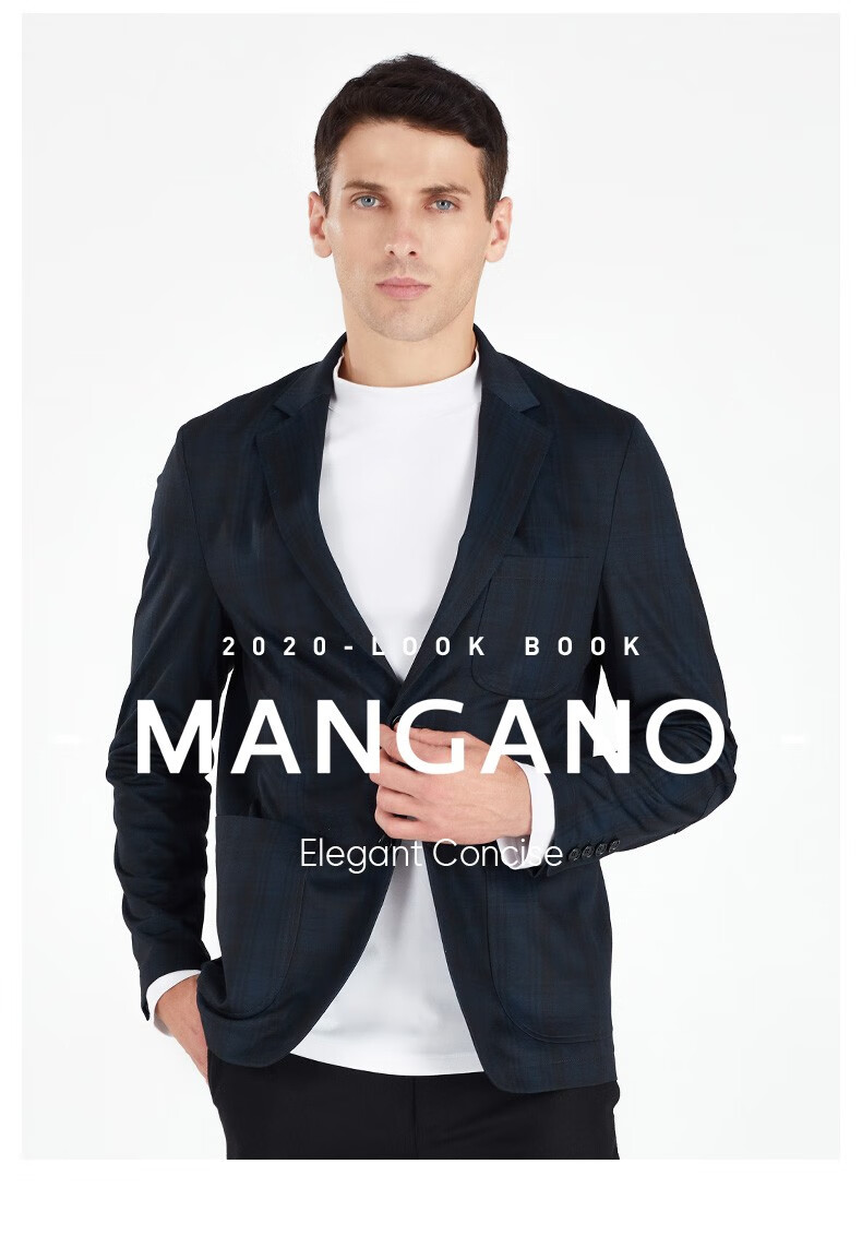 mangano曼加洛男装秋季格子款深色调西服外套男时尚休闲
