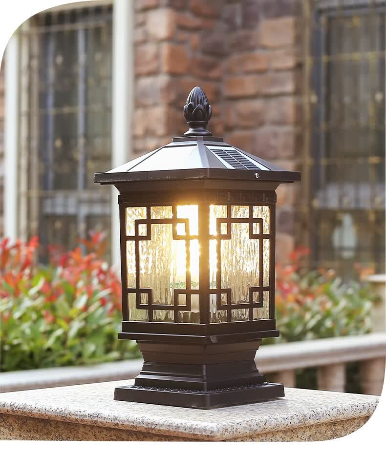 裕见 新中式户外围墙柱头灯防水门柱墙头灯室外别墅花园庭院家用柱子