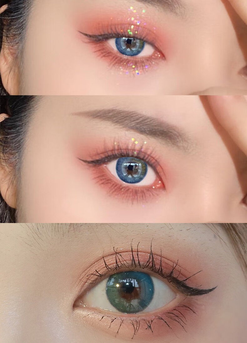 hangee小地球美瞳年抛女2片装小直径蓝绿色略微扩瞳混血142mm显白减龄