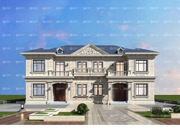 墅帮帮双拼别墅设计图纸二层欧式兄弟挑空农村自建房全套施工图纸200
