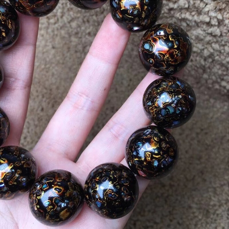 传统文创黑金大漆珠男女手串特色礼品手工非遗特色民间工艺品