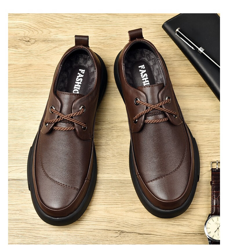 汉克红蚂蚁皮鞋男新款百搭头层牛皮套脚舒适四季透气休闲鞋子男软底