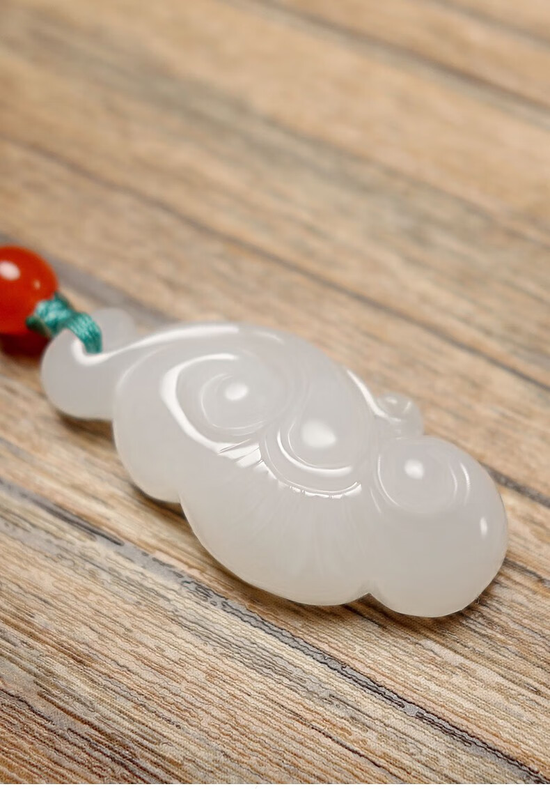 星星草和田玉羊脂白玉如意吊坠男女玉石平安如意富贵挂件玉佩生日礼物