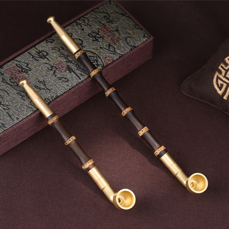 东奥主手工紫竹节烟杆全铜嘴旱烟袋老式纯铜大锅子男士传统烟斗礼物