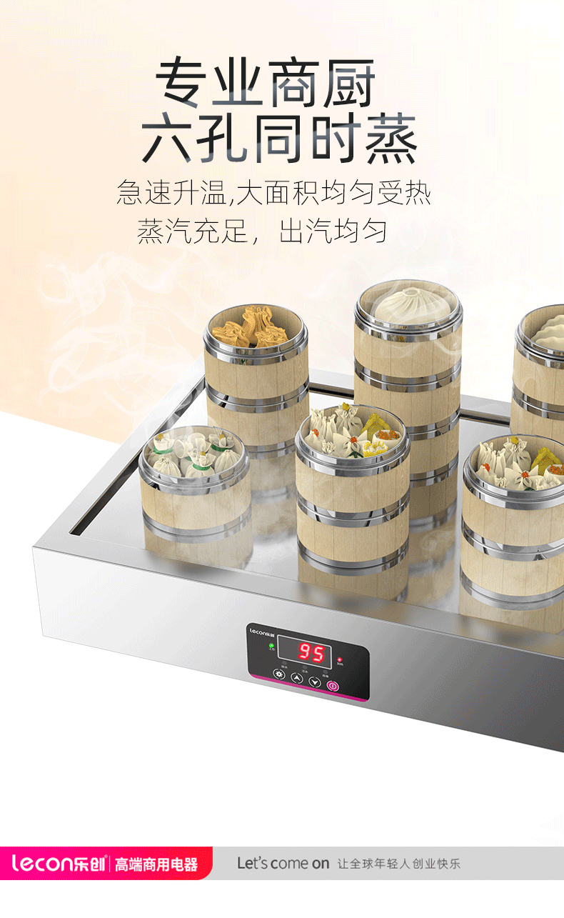 台式蒸包炉商用早餐店用 蒸包子机器 电热蒸小笼包饺子馒头蒸笼 6孔蒸