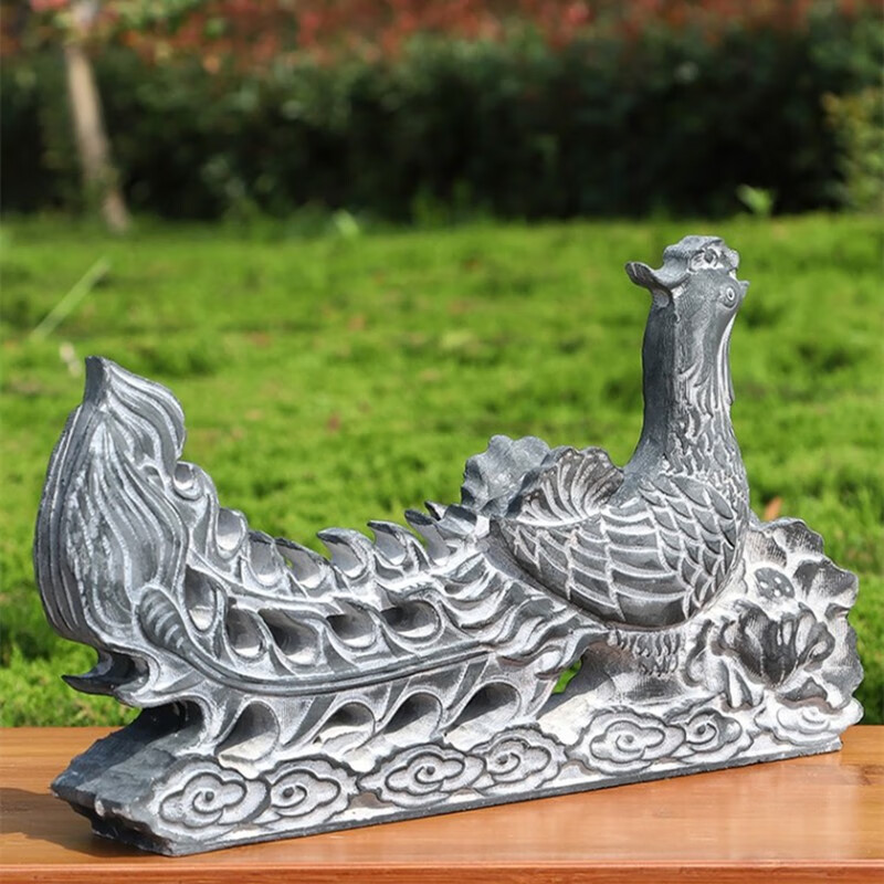 奥琅石苑石头石雕龙凤青石龙凤凰呈祥招财龙凤生肖石头龙摆件办公室石