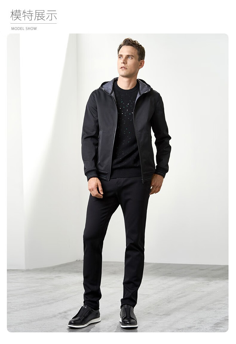 威可多vicutu男士夹克两面穿商务休闲时尚连帽男装外套