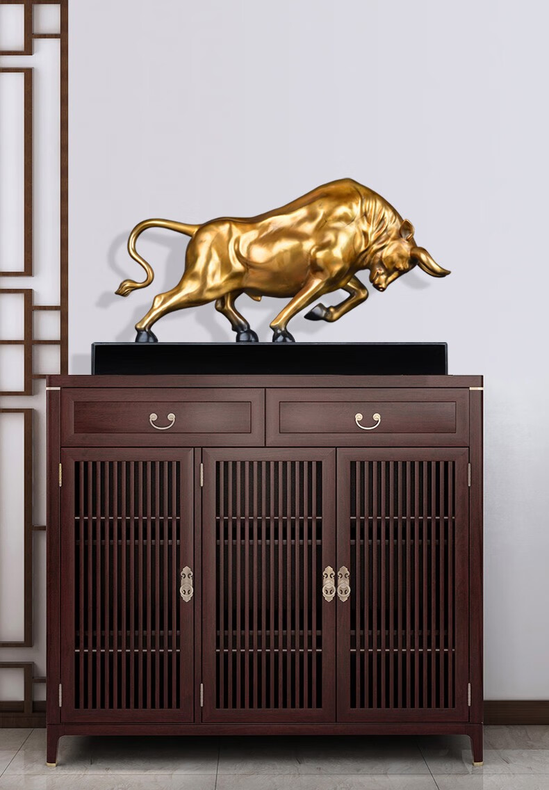 牛气冲天铜牛摆件孺子牛工艺品客厅玄关办公桌面摆设送人开业礼品大号